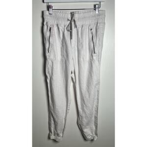 Athleta Size 4 Cabo Linen Jogger Micro Cheetah Abalone Joggers Elastic Waist EUC